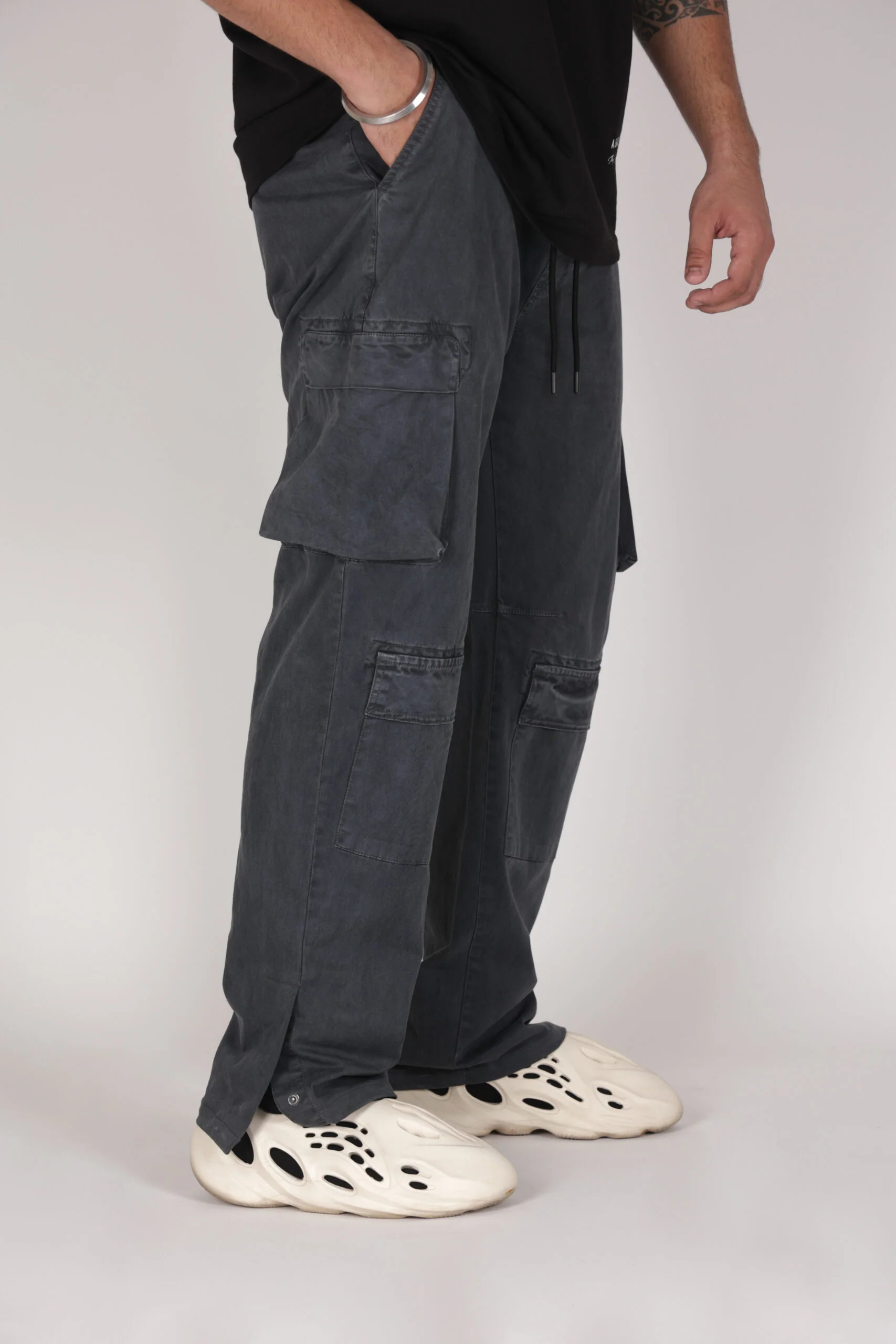Washed Grey Cargo Pants - Image 3